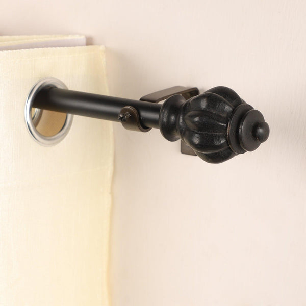 Black Extendable Curtain Pole | Urn Finials | 61-366cm