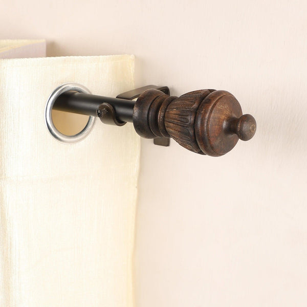 Black Extendable Curtain Pole | Classic Urn Finials | 61-366cm