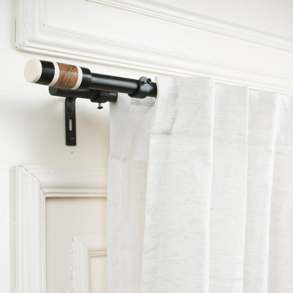 Double Curtain Pole | Black | Extendable & Adjustable | 28-144 Inch | Modern Cylindrical Finials
