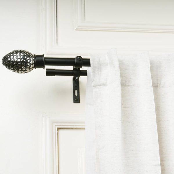 Double Curtain Pole | Black Nickel | Extendable & Adjustable | 28-144 Inch | Includes Finials