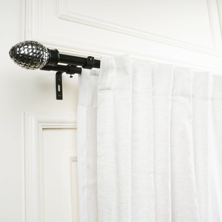 Double Curtain Pole | Black Nickel | Extendable & Adjustable | 28-144 Inch | Includes Finials