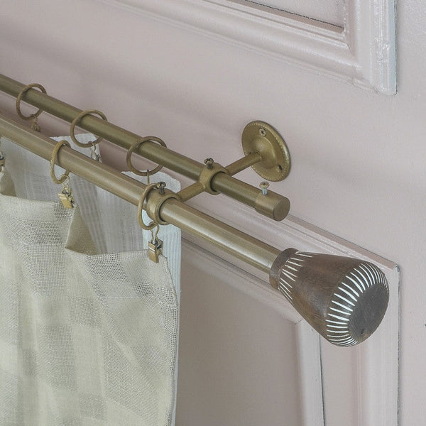 Elegant Gold Curtain Pole with Decorative Tapered Ball Finials