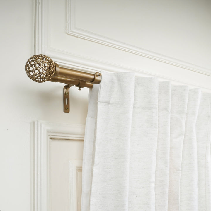 Gold Double Curtain Pole | Rustproof & Heavy Duty | Extendable Telescopic | 28-144 Inch