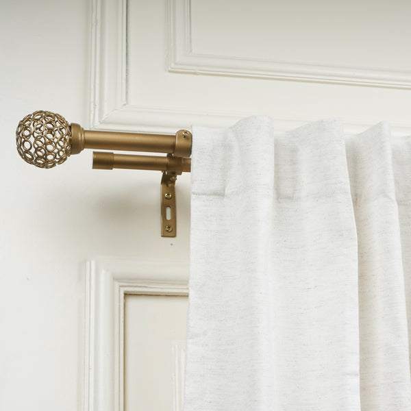 Gold Double Curtain Pole | Rustproof & Heavy Duty | Extendable Telescopic | 28-144 Inch