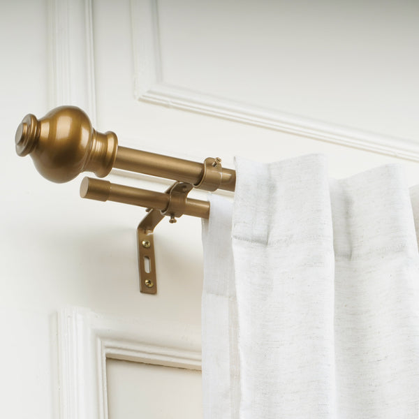Antique Brass Double Curtain Pole | Rustproof | 25KG Load | Classic Style