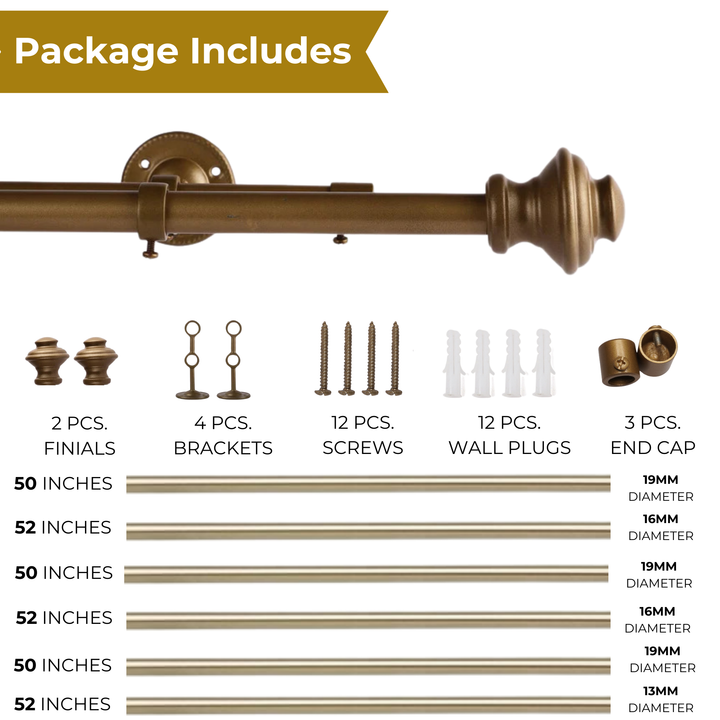 Bronze Double Curtain Pole | Ball Finials | Rustproof | 25KG Load | Modern Style