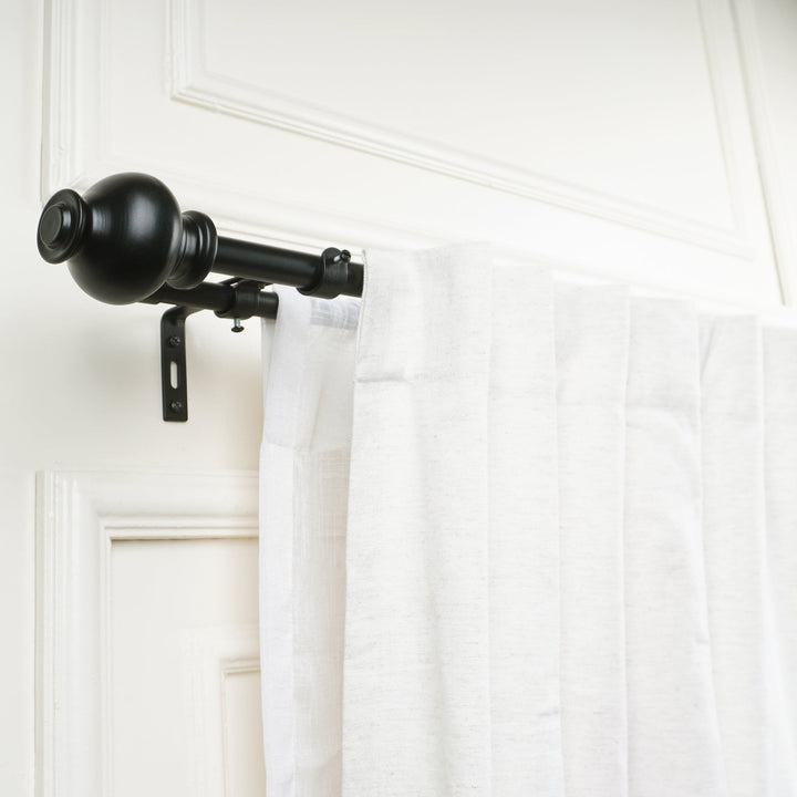 Black Double Curtain Pole | Urn Finials | Rustproof | 25KG Load | Traditional Style