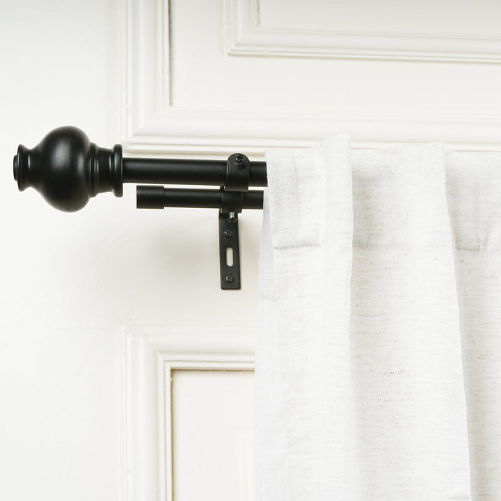 Black Double Curtain Pole | Urn Finials | Rustproof | 25KG Load | Traditional Style