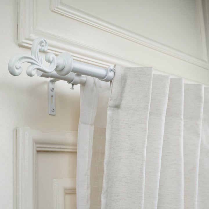 White Double Curtain Rod with Scrolled Finials | 28-144 Inches