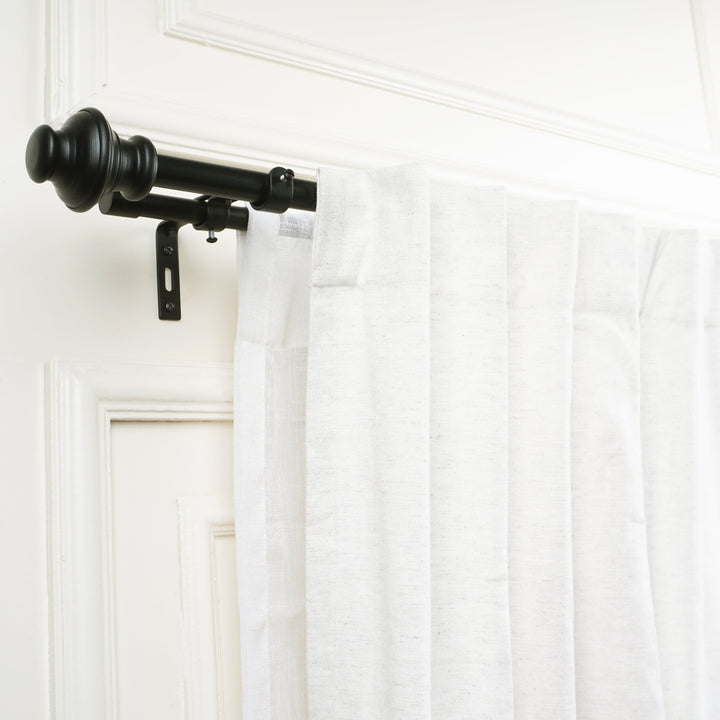 Black Double Curtain Pole | Rustproof & Heavy Duty | Extendable | Classic Finials | 28-144 Inch
