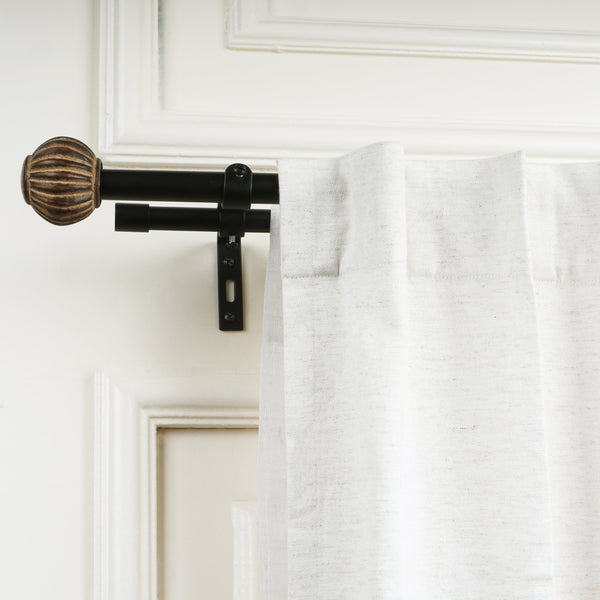 Modern Matt Black Double Curtain Pole | Extendable | 28-144 Inch | Perfect for Layering Curtains & Sheers