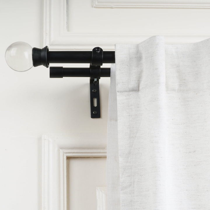 Black Extendable Double Curtain Pole with Elegant Crystal Ball Finials