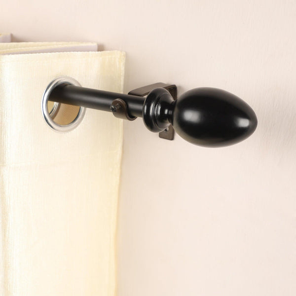 Black Extendable Curtain Pole | Acorn Finials | 61-366cm