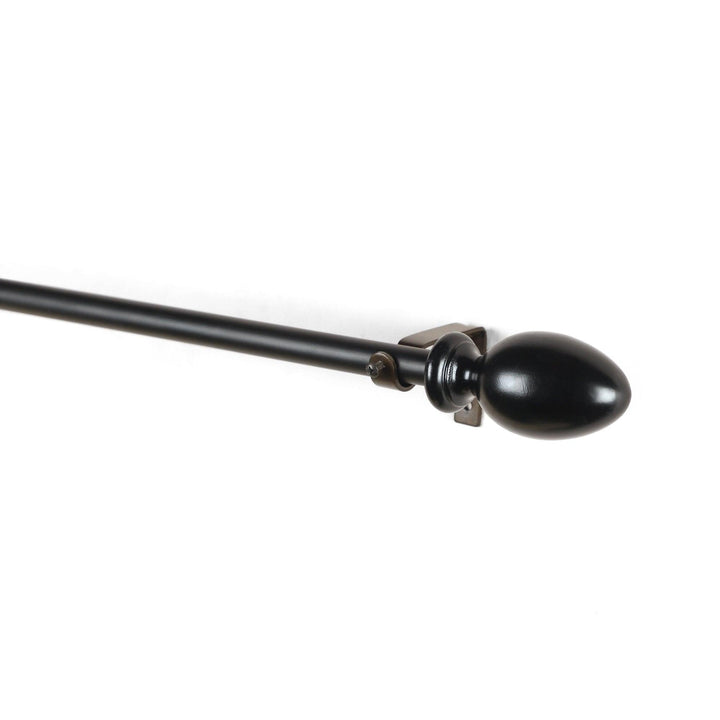 Black Extendable Curtain Pole | Acorn Finials | 61-366cm