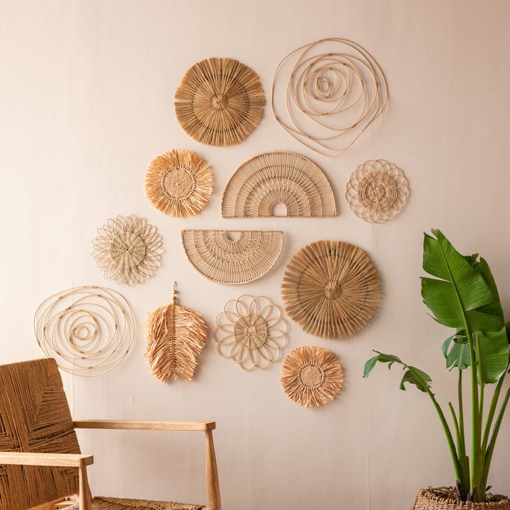 Bohemian Wall Decor UK: Handwoven Marigold Rattan Art