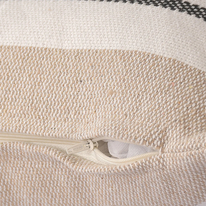 Beige Striped Cushion Cover | 45x45cm | Hand Stitched Cotton | Modern Home Decor