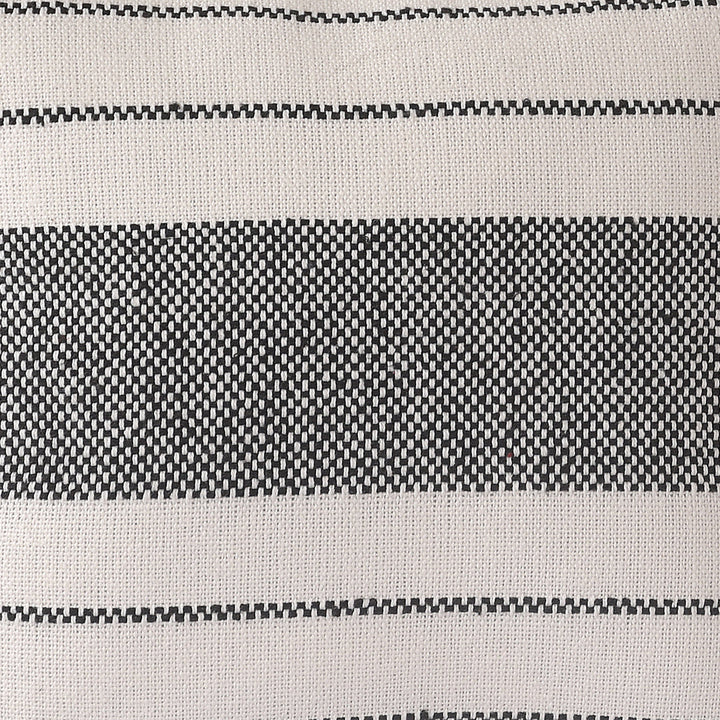 Cream & Black Striped Cushion Cover | 40x40cm | Handmade Cotton | Textured Weave