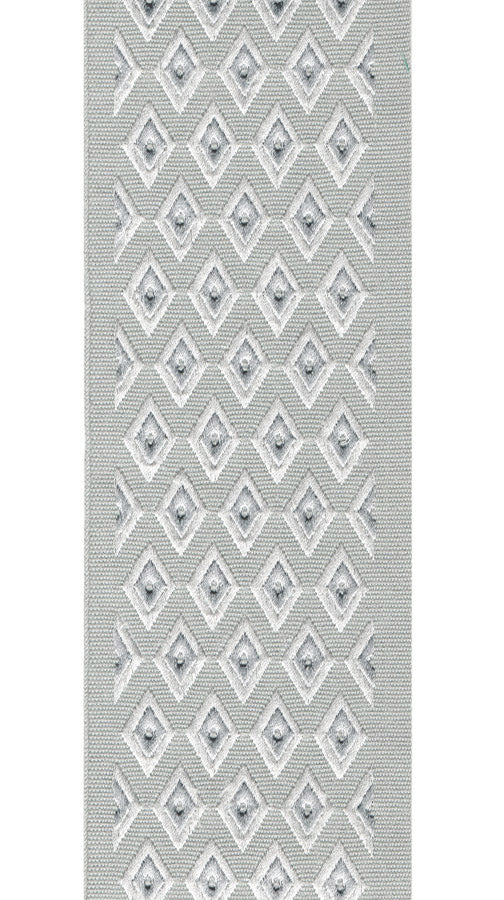 Geometric Embroidered Trim | Cotton Canvas | 10cm Wide | Ideal for Curtains, Crafts & Home Decor Sterling Kora