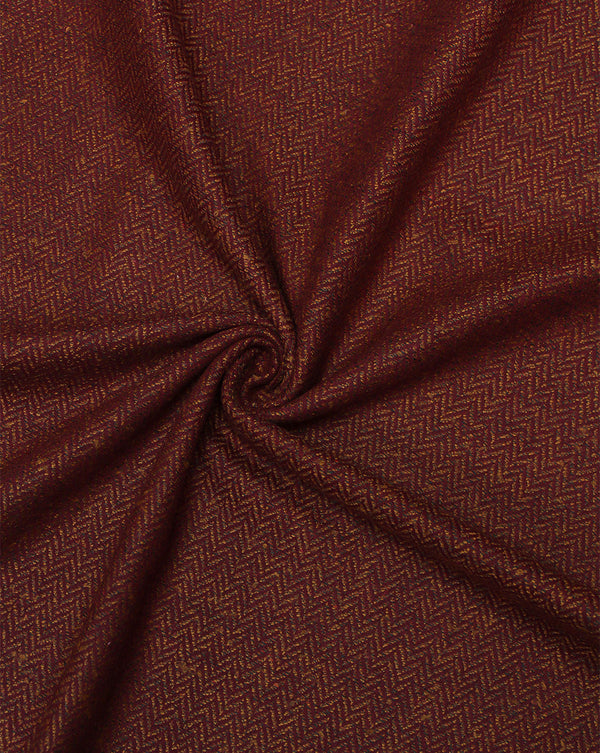 Organic Woolen Tweed Fabric - Rust Orange with Herringbone Pattern - By the Metre (142cm, 350gsm) - Perfect for Curtains, Jackets, Upholstery