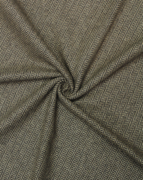 Organic Woolen Tweed Fabric - Beige with Black Herringbone Pattern - By the Metre (142cm Wide, 350gsm) - Perfect for Curtains, Clothing & More