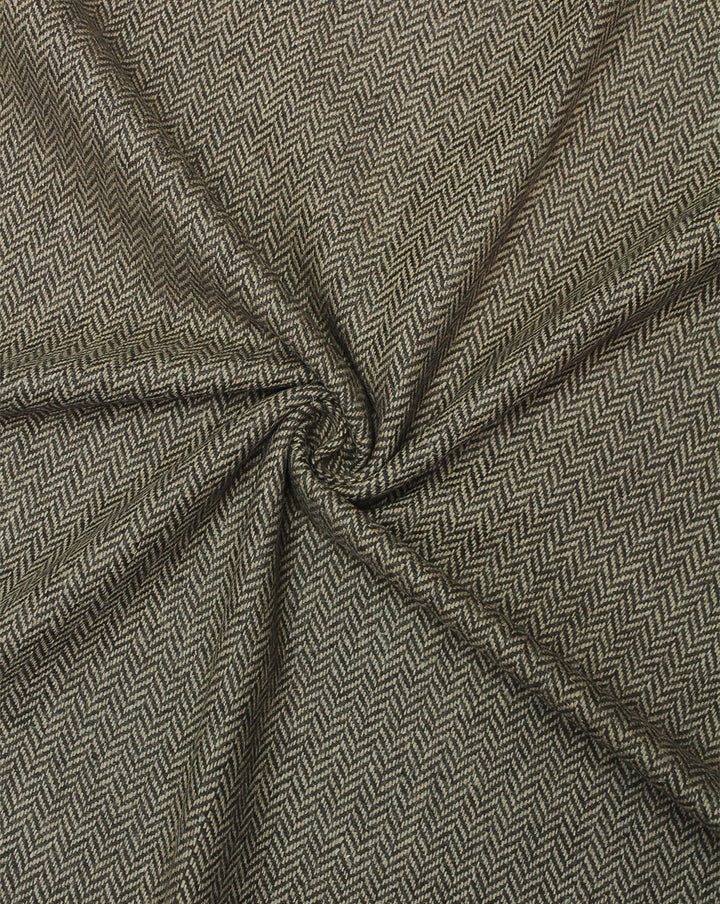 Organic Woolen Tweed Fabric - Beige with Black Herringbone Pattern - By the Metre (142cm Wide, 350gsm) - Perfect for Curtains, Clothing & More