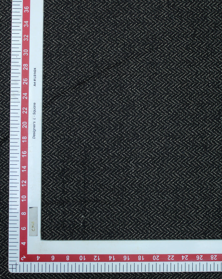 Black & Gold Herringbone Tweed Fabric by the Metre (142cm, 350gsm) - Ideal for Curtains, Jackets, Suits & Crafts