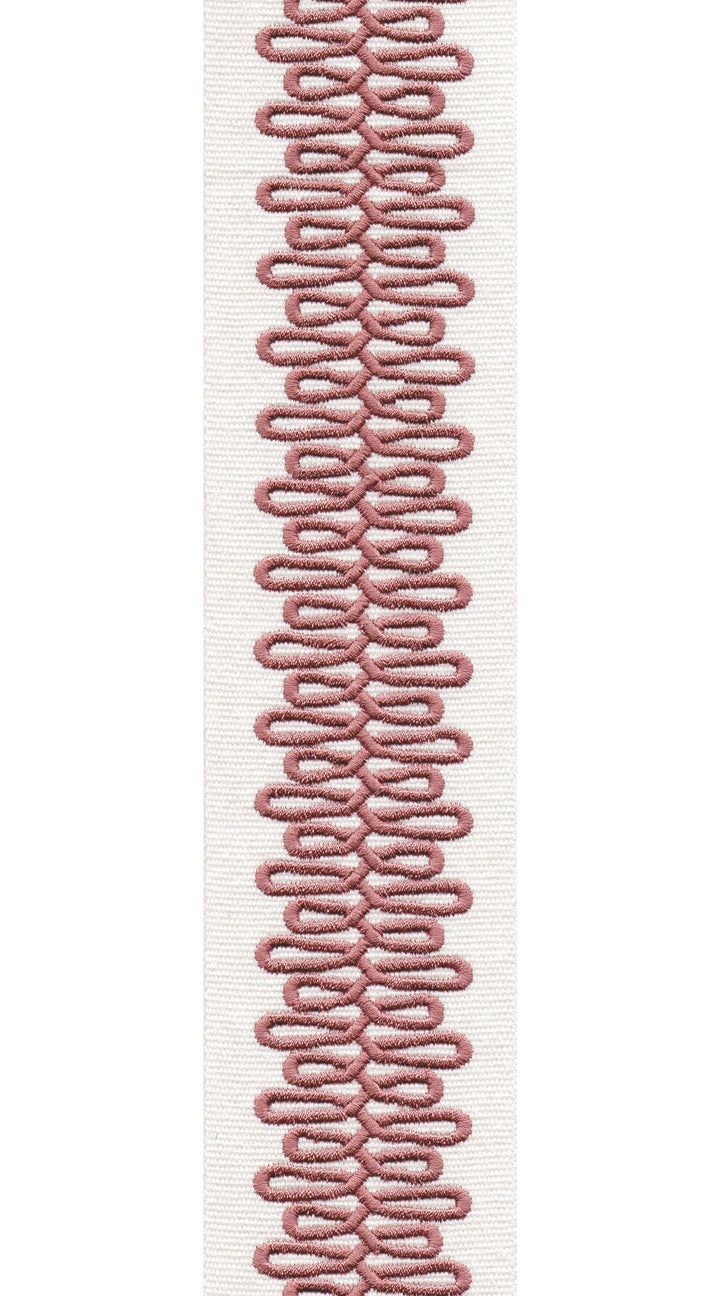 Scroll Pattern Pure Cotton Canvas Trim | 2.5 Inch / 6.35cm Wide Border Tape for Curtains & Furnishings | By The Metre Ivory Blush Pink