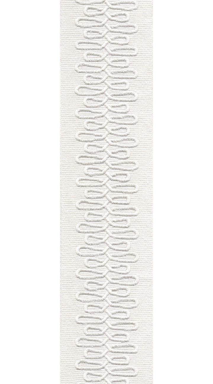 Scroll Pattern Pure Cotton Canvas Trim | 2.5 Inch / 6.35cm Wide Border Tape for Curtains & Furnishings | By The Metre Ivory on Ivory