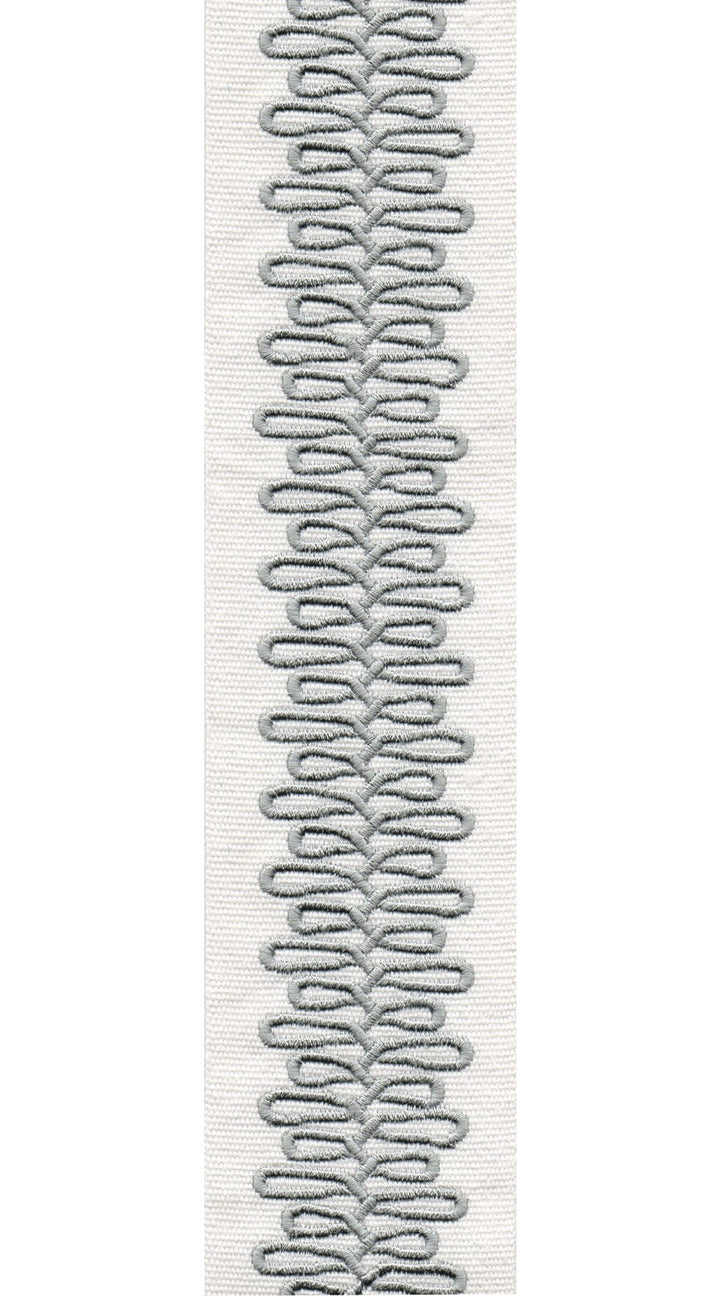 Scroll Pattern Pure Cotton Canvas Trim | 2.5 Inch / 6.35cm Wide Border Tape for Curtains & Furnishings | By The Metre Ivory Silver Grey