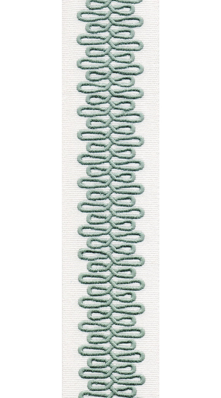 Scroll Pattern Pure Cotton Canvas Trim | 2.5 Inch / 6.35cm Wide Border Tape for Curtains & Furnishings | By The Metre Ivory Mint