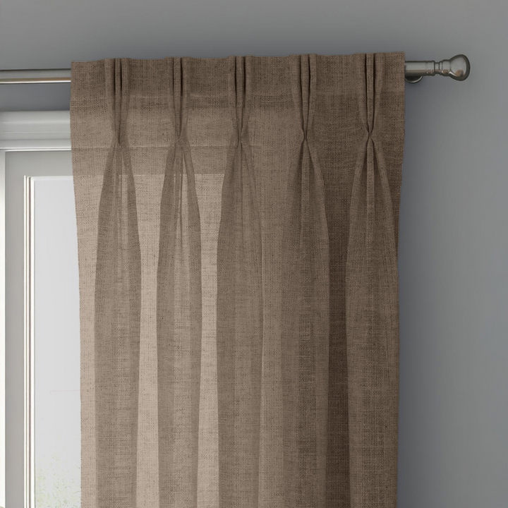 Light Brown Linen Sheer Curtains - Triple Pinch Pleat - Made to Measure