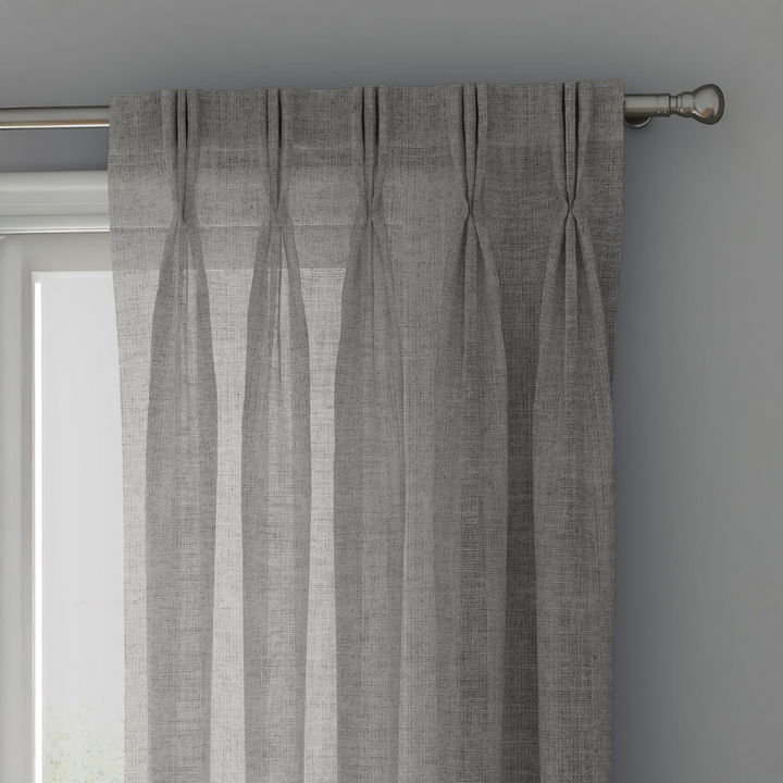 Light Grey Linen Sheer Curtains - Triple Pinch Pleat - Made to Measure