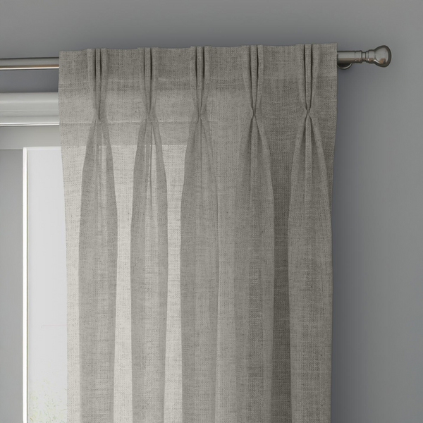 Pale Grey Linen Sheer Curtains - Triple Pinch Pleat - Made to Measure