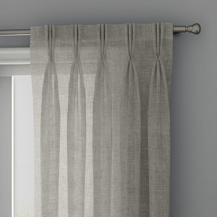 Pale Grey Linen Sheer Curtains - Triple Pinch Pleat - Made to Measure
