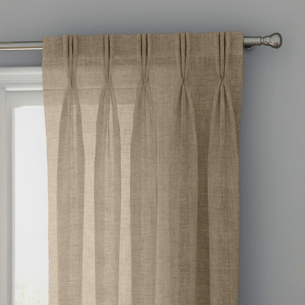 Sand Beige Linen Sheer Curtains - Triple Pinch Pleat - Made to Measure