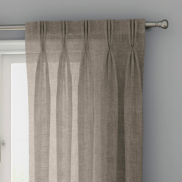 Taupe Linen Sheer Curtains - Triple Pinch Pleat - Made to Measure