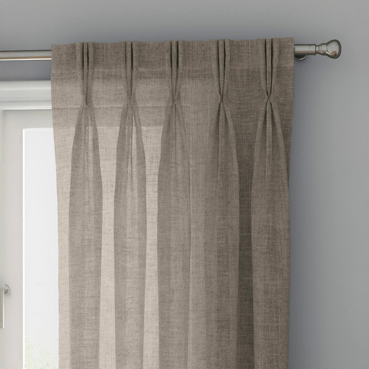 Taupe Linen Sheer Curtains - Triple Pinch Pleat - Made to Measure