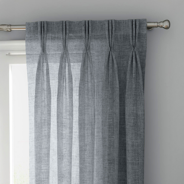 Elephant Grey Linen Sheer Curtains - Triple Pinch Pleat - Made to Measure