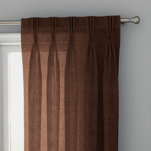 Coffee Brown Linen Sheer Curtains - Triple Pinch Pleat - Made to Measure