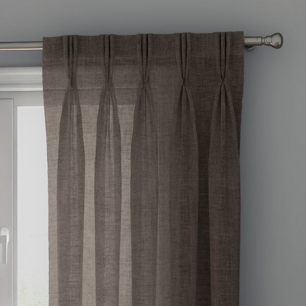 Dark Brown Linen Sheer Curtains - Triple Pinch Pleat - Made to Measure