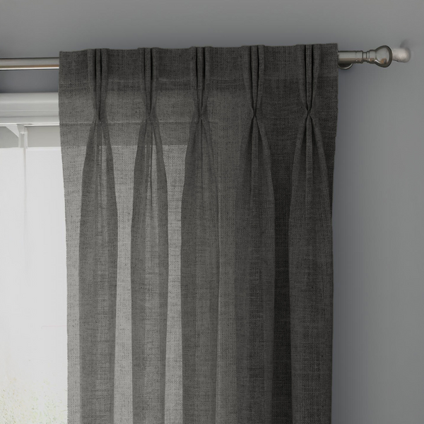Dark Grey Linen Sheer Curtains - Triple Pinch Pleat - Made to Measure