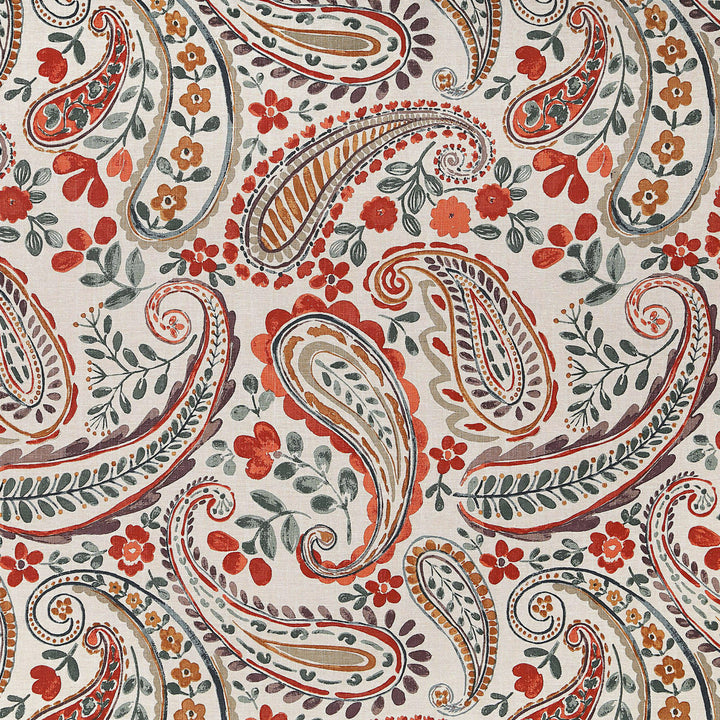 Organic Linen Paisley Pinch Pleat Curtains | Made to Measure | 5 Colours | Blackout Option Available
