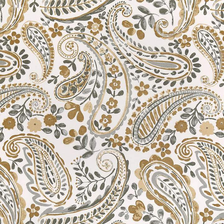 Organic Linen Paisley Pinch Pleat Curtains | Made to Measure | 5 Colours | Blackout Option Available