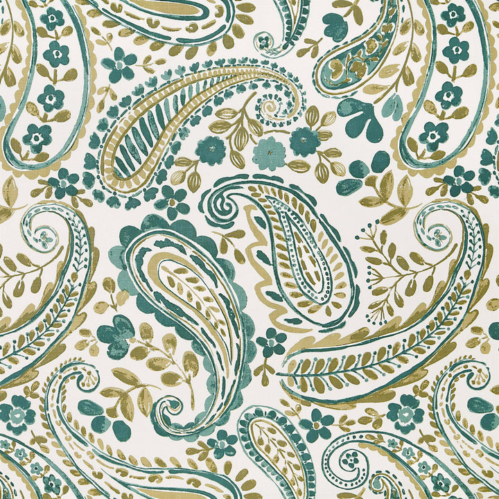 Organic Linen Paisley Pinch Pleat Curtains | Made to Measure | 5 Colours | Blackout Option Available