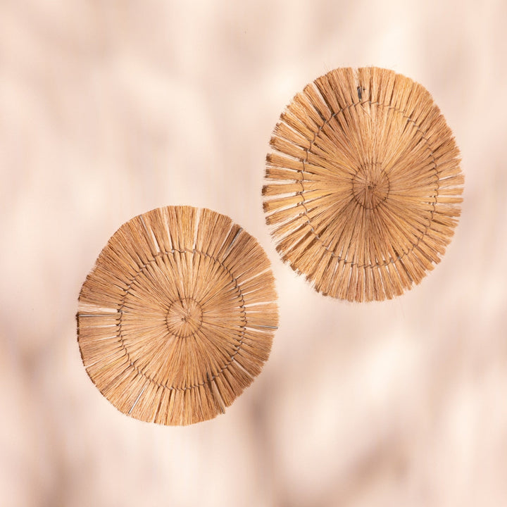 Round Sunburst Seagrass Wall Art | Boho Decor Set of 2 (1 Medium + 1 Large)