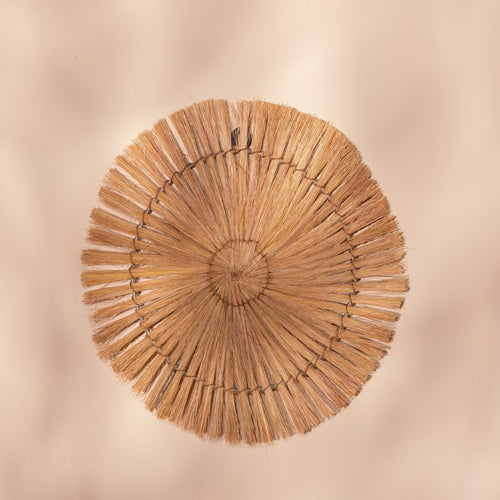 Round Sunburst Seagrass Wall Art | Boho Decor