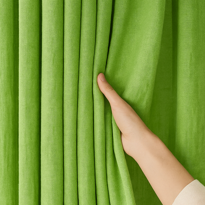 GOTS Certified Cotton Linen Curtains – 24 Colours – Light Filtering or 100% Blackout – Single or Pair - Custom Sizes