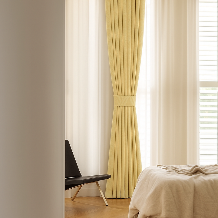 Luxury Cotton-Linen Jacquard Leaf-Pattern Curtains – Custom Sizes, Blackout or Light-Filtering