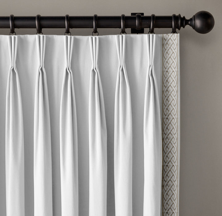 Organic Cotton Canvas Curtain Trim Border Tape - Celtic Knot Pattern - 10cm Wide - Ivory Beige/Taupe Cream/Ivory Blue - Sold by Metre UK - Continuous Piece