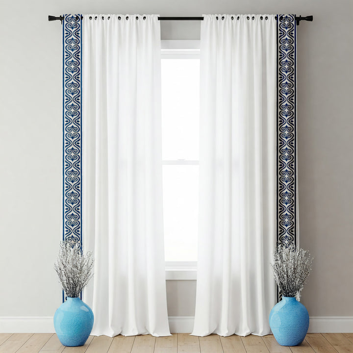 Ornate Scroll Cotton Canvas Trim | 4 Inch (10.16cm) | Wide Embroidered Border | 7 Colours | By The Metre